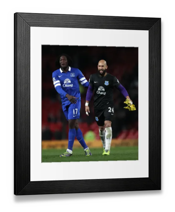 Framed Print : Everton's Historic Upset: Lukaku and Howard's Jubilant Celebration after 1-0 Victory over Manchester United at Old Trafford (December 2013) Framed Print : Everton's Historic Upset: Lukaku and Howard's Jubilant Celebration after 1-0 Victory over Manchester United at Old Trafford (December 2013)