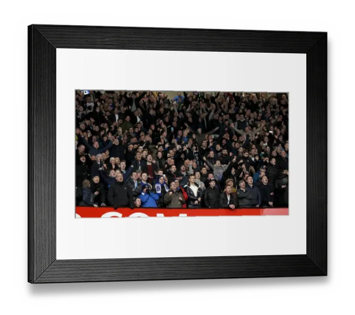 Framed Print : Everton's Glory: Thrilling Fan Celebrations at Old Trafford - Manchester United 0-1 Everton (December 4, 2013)