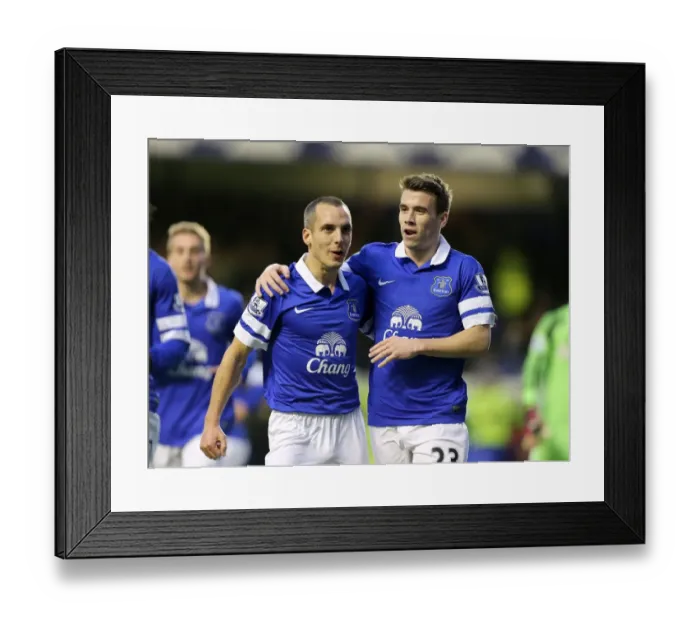 Framed Print : Osman and Coleman's Jubilant Moment: Everton's Opening Goal vs. Fulham (4-1, Goodison Park, 14-12-2013) Framed Print : Osman and Coleman's Jubilant Moment: Everton's Opening Goal vs. Fulham (4-1, Goodison Park, 14-12-2013)