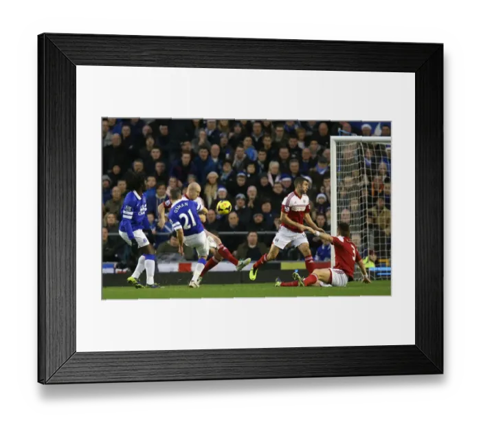 Framed Print : Leon Osman's Opening Goal: Everton's Triumph Over Fulham in Barclays Premier League (14-12-2013, Goodison Park) Framed Print : Leon Osman's Opening Goal: Everton's Triumph Over Fulham in Barclays Premier League (14-12-2013, Goodison Park)