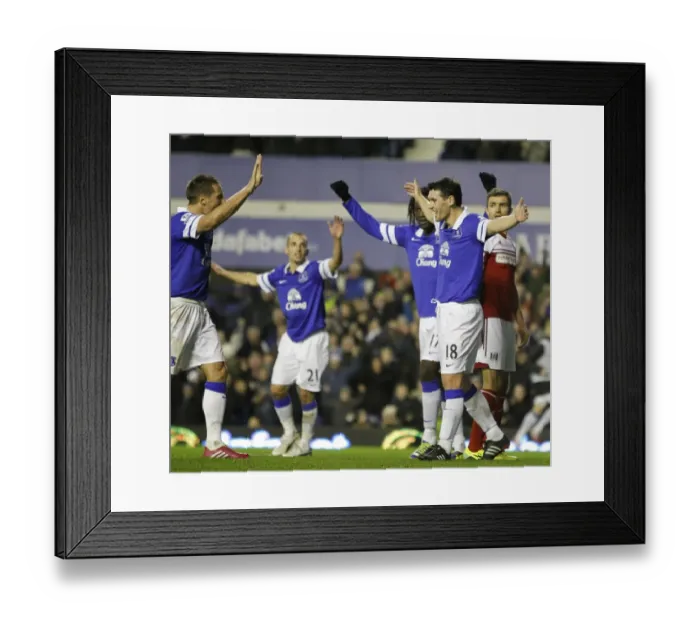 Framed Print : Everton's Barry and Jagielka: Celebrating a Triumphant Third Goal Against Fulham (14-12-2013) Framed Print : Everton's Barry and Jagielka: Celebrating a Triumphant Third Goal Against Fulham (14-12-2013)