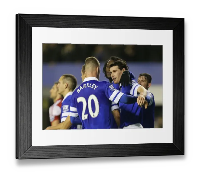 Framed Print : Gareth Barry and Ross Barkley: Everton's Unstoppable Duo Celebrate Third Goal Against Fulham (14-12-2013, Goodison Park) Framed Print : Gareth Barry and Ross Barkley: Everton's Unstoppable Duo Celebrate Third Goal Against Fulham (14-12-2013, Goodison Park)