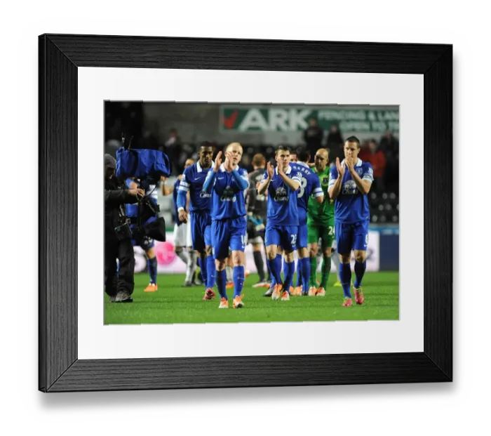 Framed Print : Everton's Victory Celebration: Jagielka, Distin, Naismith, and Coleman with Fans (Swansea 1-2 Everton, December 2013) Framed Print : Everton's Victory Celebration: Jagielka, Distin, Naismith, and Coleman with Fans (Swansea 1-2 Everton, December 2013)