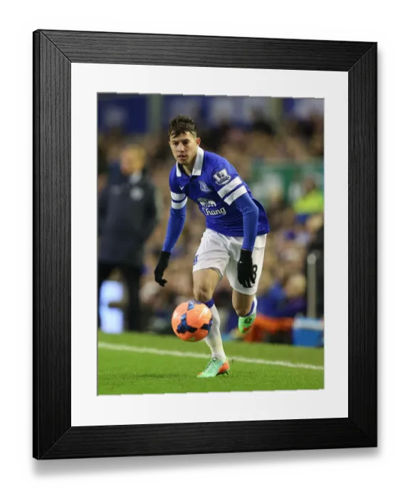 Framed Print : Everton's Bryan Oviedo Rejoices in FA Cup Victory Over Queens Park Rangers (4-0)