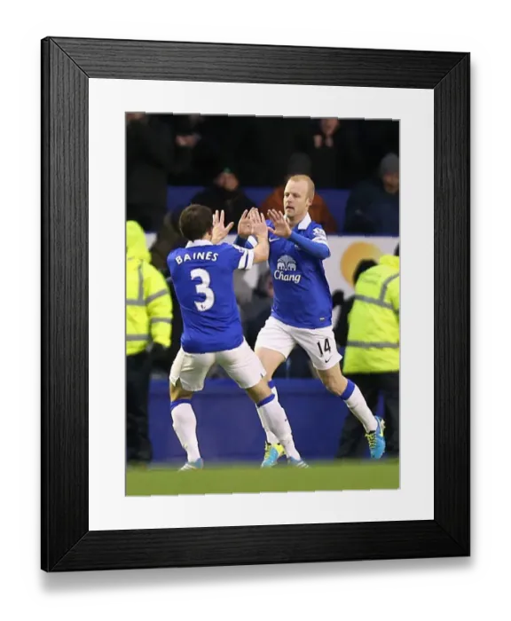 Framed Print : Naismith and Baines: Everton's Unforgettable Goal Celebration (Everton 2 - Aston Villa 1, Barclays Premier League, Goodison Park) Framed Print : Naismith and Baines: Everton's Unforgettable Goal Celebration (Everton 2 - Aston Villa 1, Barclays Premier League, Goodison Park)