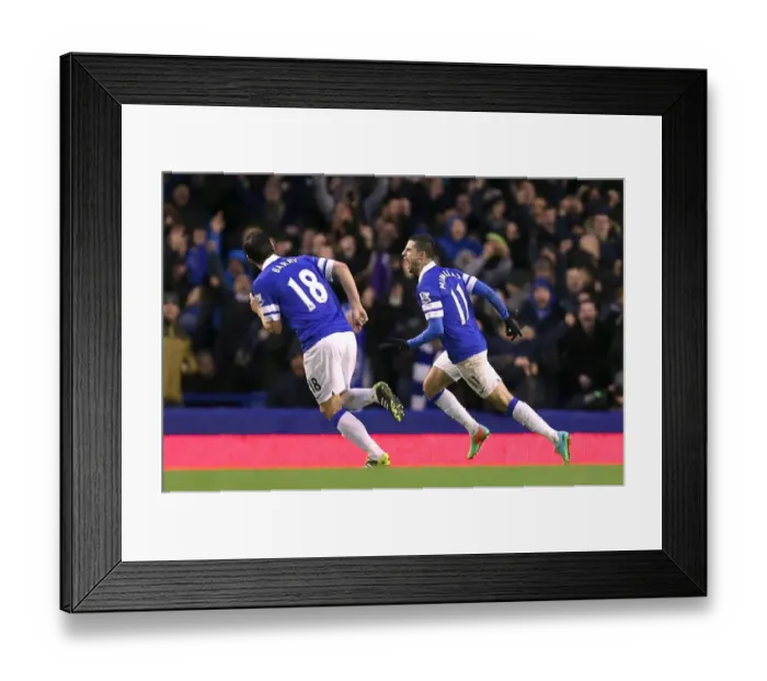 Framed Print : Mirallas's Brace: Everton's Thrilling 2-1 Victory Over Aston Villa (Barclays Premier League, Goodison Park, 01-02-2014)