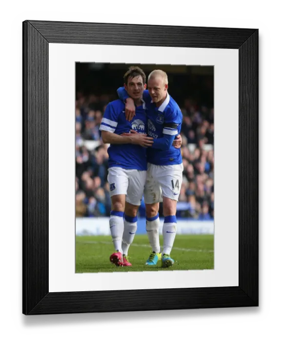 Framed Print : Everton's Baines and Naismith Celebrate FA Cup Goal: Everton 3-1 Swansea City (February 16, 2014)