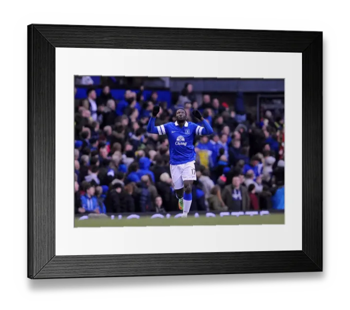 Framed Print : Romelu Lukaku's Goal: Everton's Premier League Triumph over West Ham United (01-03-2014)