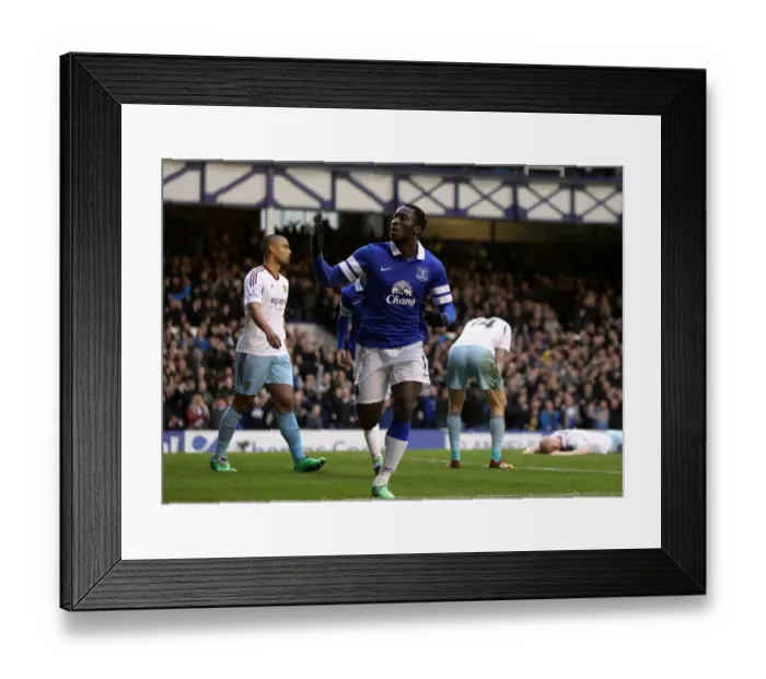 Framed Print : Romelu Lukaku's Strike: Everton's 1-0 Victory Over West Ham United (01-03-2014)