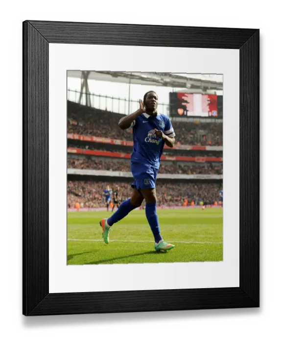 Framed Print : Romelu Lukaku's FA Cup Milestone: Everton's Star Strikes First in 6-0 Rout of Arsenal (03-06-2014)