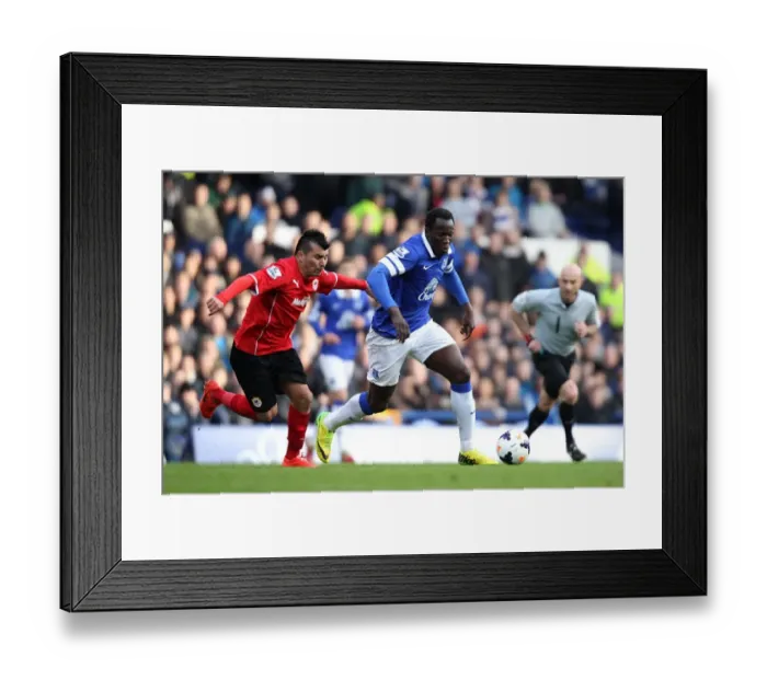 Framed Print : Battle for the Ball: Romelu Lukaku vs. Gary Medel - Everton's Narrow Victory (15-03-2014)