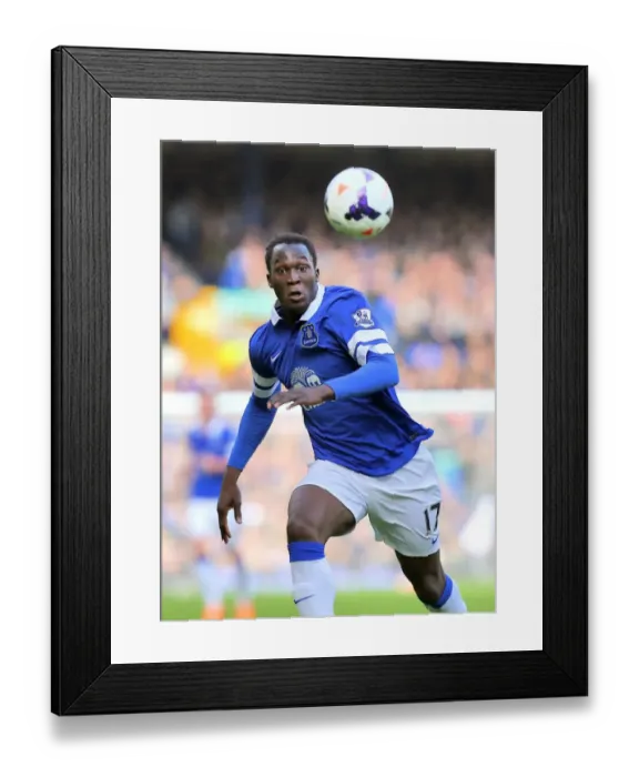 Framed Print : Romelu Lukaku's Brace: Everton's Triumph Over Cardiff City in the Premier League (15-03-2014, Goodison Park)