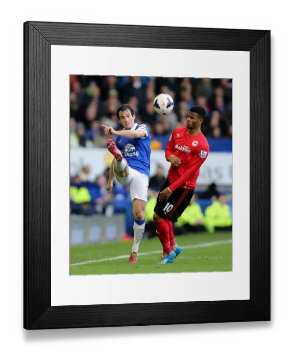Framed Print : Baines Battle: Everton's Edge Over Campbell and Cardiff City (Everton 2 - Cardiff City 1, Goodison Park, 15-03-2014)