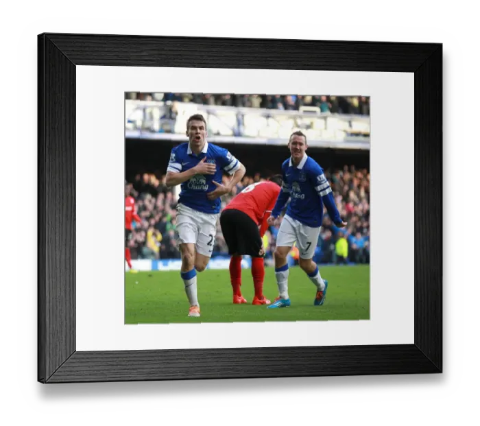 Framed Print : Seamus Coleman's Decisive Goal: Everton Secures 2-1 Victory over Cardiff City (15-03-2014, Goodison Park)