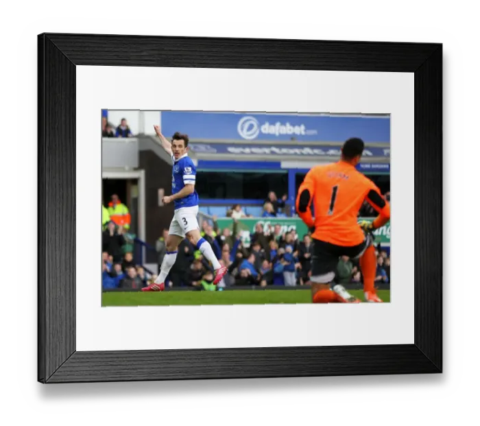 Framed Print : Leighton Baines Thrilling Goal: Everton's Triumph Over Swansea City in the Barclays Premier League (22-03-2014, Goodison Park) Framed Print : Leighton Baines Thrilling Goal: Everton's Triumph Over Swansea City in the Barclays Premier League (22-03-2014, Goodison Park)