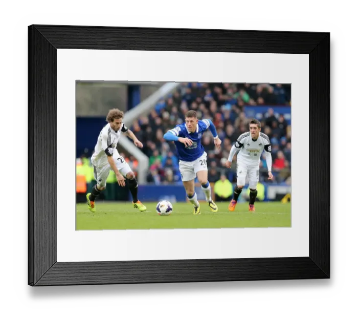 Framed Print : Thrilling Run: Ross Barkley's Maze Dash Past Swansea City's Defense - Everton vs Swansea City, Barclays Premier League (22-03-2014)