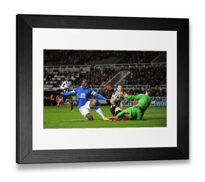 Framed Print : Everton's Romelu Lukaku Scores Brace: Everton Crushes Newcastle United 3-0 (March 25, 2014)