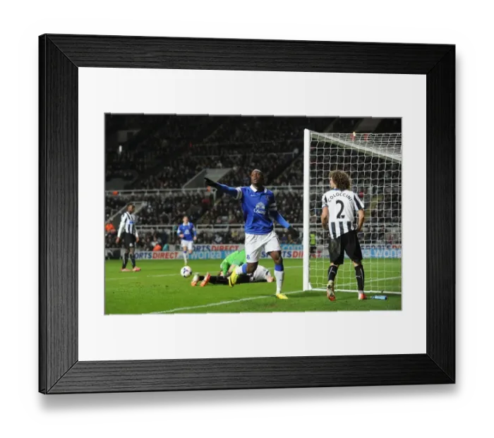 Framed Print : Romelu Lukaku's Brace: Everton's 3-0 Victory Over Newcastle United (25-03-2014)