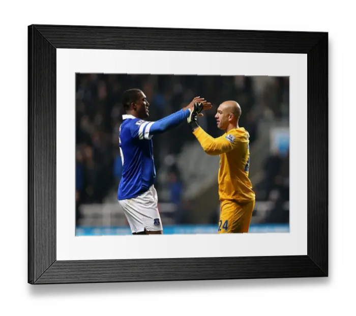 Framed Print : Everton's Triumph: Howard and Distin Celebrate Historic 3-0 Victory Over Newcastle United (BPL, St. James Park - 25-03-2014) Framed Print : Everton's Triumph: Howard and Distin Celebrate Historic 3-0 Victory Over Newcastle United (BPL, St. James Park - 25-03-2014)