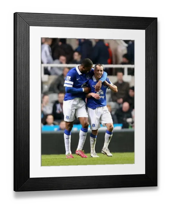 Framed Print : Osman and Distin: Everton's Triumphant Goal Celebration vs. Newcastle United (3-0 BPL Victory, 2013-14) Framed Print : Osman and Distin: Everton's Triumphant Goal Celebration vs. Newcastle United (3-0 BPL Victory, 2013-14)