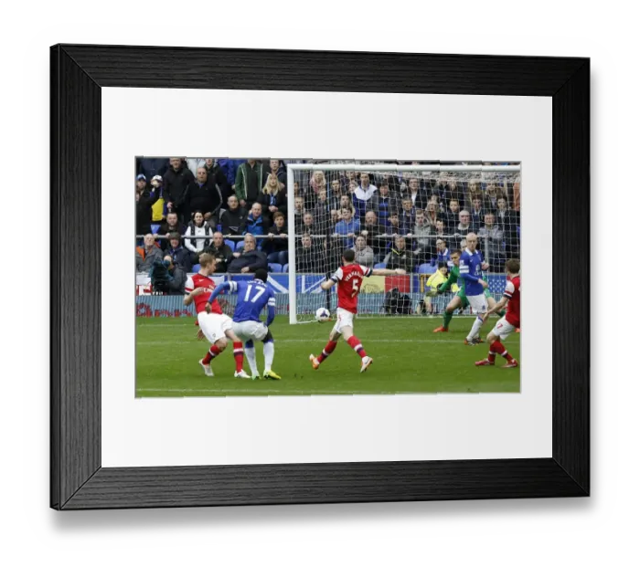 Framed Print : Everton's Romelu Lukaku Scores Brace: Everton Crushes Arsenal 3-0 in Premier League (06-04-2014, Goodison Park)