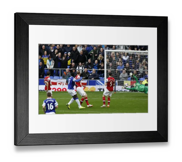 Framed Print : Everton's Dominant Performance: Romelu Lukaku Scores Brace in 3-0 Win Over Arsenal (06-04-2014, Goodison Park)