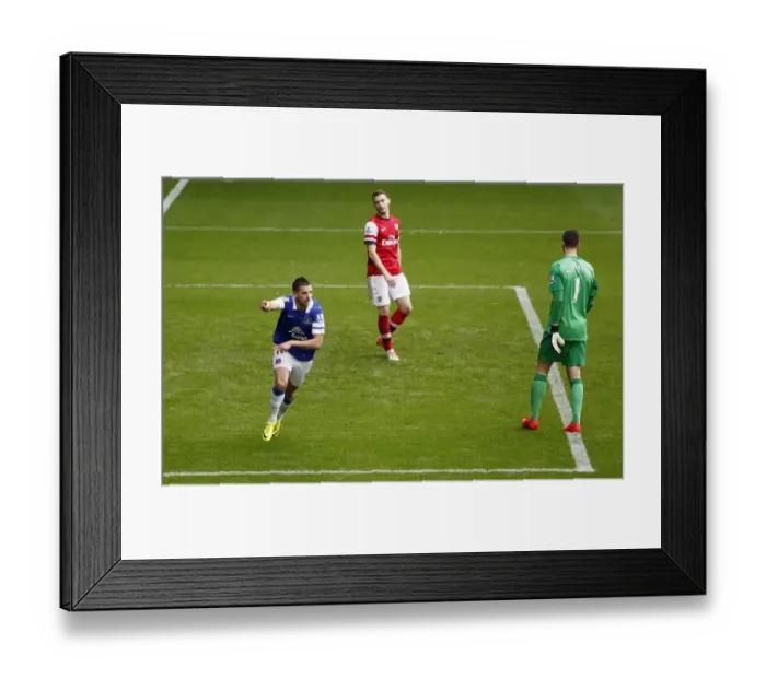 Framed Print : Mirallas's Own Goal Seals Arteta's Fate: Everton's Triumph in 3-0 BPL Victory over Arsenal (April 6, 2014)