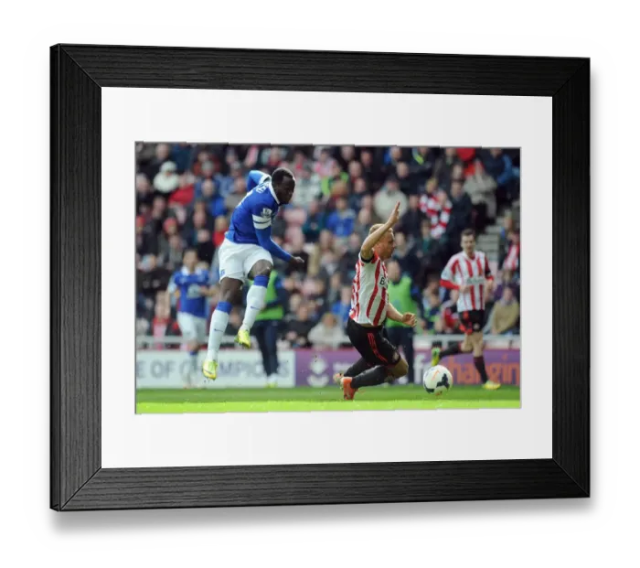 Framed Print : Romelu Lukaku Scores the Winning Goal for Everton against Sunderland at Stadium of Light (12-04-2014)