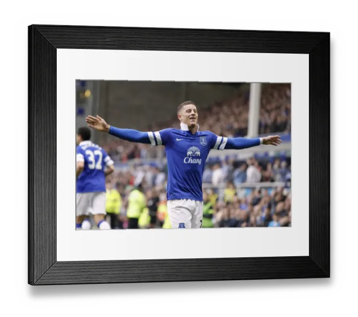 Framed Print : Bittersweet Triumph: Ross Barkley's Goal in Everton's 3-2 Heartbreaking Loss to Manchester City (May 3, 2014)