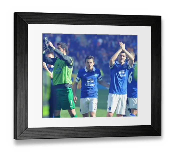 Framed Print : Everton's Triumph: Baines, Barry, and Robles Celebrate with Fans after Hull City Victory (May 11, 2014)