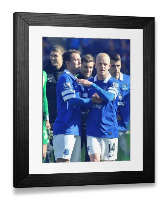 Framed Print : Everton's Naismith and McGeady Celebrate Victory over Hull City with Ecstatic Fans (11-05-2014)