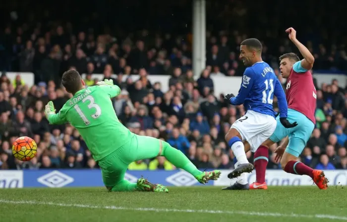 Framed Print : Aaron Lennon Scores Everton's Second Goal: Everton vs West Ham United, Barclays Premier League, Goodison Park Framed Print : Aaron Lennon Scores Everton's Second Goal: Everton vs West Ham United, Barclays Premier League, Goodison Park