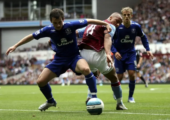 Framed Print : Agbonlahor vs. Baines: Intense Action from Aston Villa vs. Everton (2007) Football Match Framed Print : Agbonlahor vs. Baines: Intense Action from Aston Villa vs. Everton (2007) Football Match