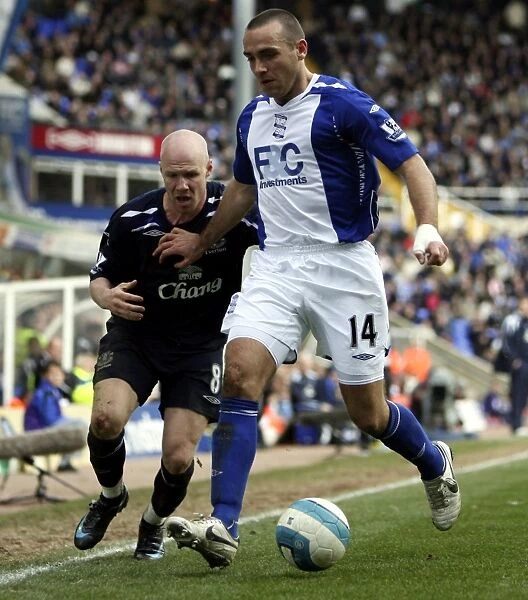 Andrew Johnson vs. David Murphy: Intense Face-Off During Birmingham vs. Everton Premier League Match, 2008