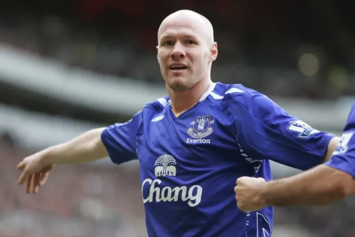 Framed Print : Andrew Johnson's Goal Celebration: Everton's First at Sunderland (07 / 08 Barclays Premier League)