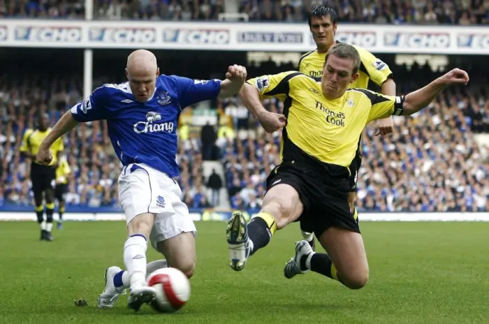 Framed Print : Andy Johnson vs. Richard Dunne: Everton vs. Manchester City Clash Framed Print : Andy Johnson vs. Richard Dunne: Everton vs. Manchester City Clash