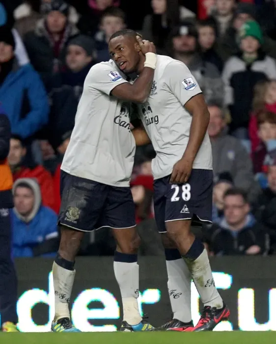 Framed Print : Anichebe and Saha: A Dual Celebration of Everton's First Goals Against Aston Villa (January 14, 2012) Framed Print : Anichebe and Saha: A Dual Celebration of Everton's First Goals Against Aston Villa (January 14, 2012)