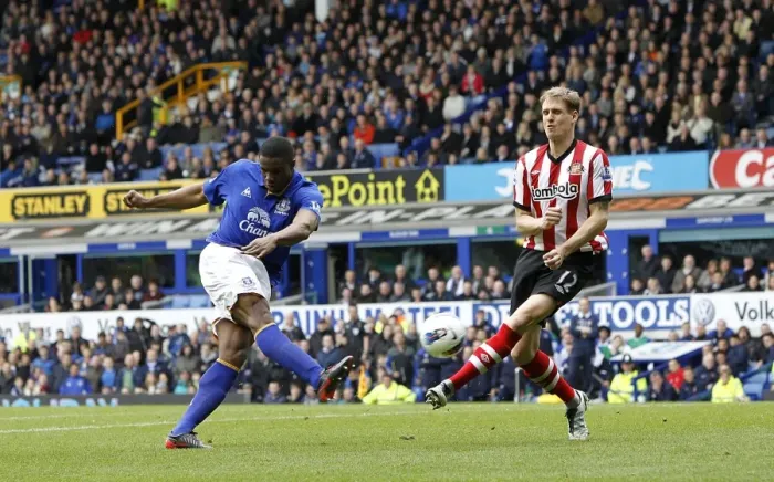 Framed Print : Anichebe's Brace: Everton's Victor Scores Fourth Goal in Thrilling 4-1 Victory Over Sunderland (April 9, 2012, Barclays Premier League) Framed Print : Anichebe's Brace: Everton's Victor Scores Fourth Goal in Thrilling 4-1 Victory Over Sunderland (April 9, 2012, Barclays Premier League)