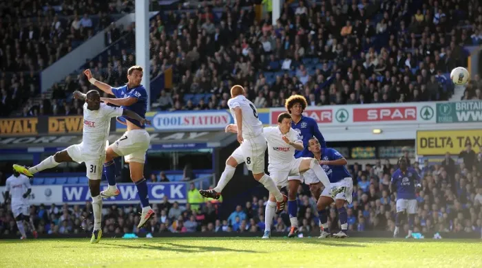 Framed Print : Apostolos Vellios Scores Everton's Second Goal vs. Wigan Athletic (September 17, 2011, Barclays Premier League)