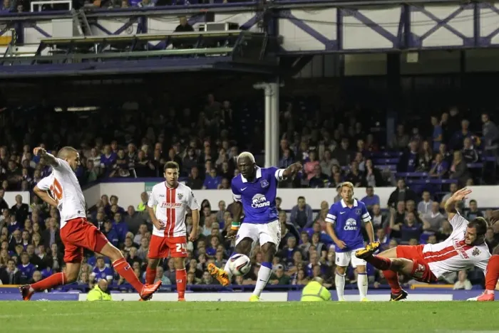 Framed Print : Arouna Kone's Strike: Everton's Capital One Cup Victory over Stevenage Framed Print : Arouna Kone's Strike: Everton's Capital One Cup Victory over Stevenage