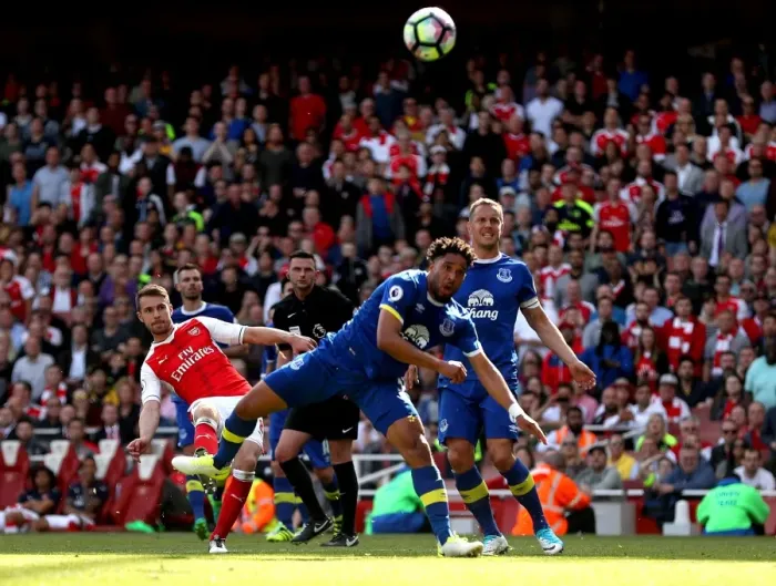 Framed Print : Arsenal's Aaron Ramsey Scores Third Goal Against Everton in 2016-17 Premier League Match at Emirates Stadium Framed Print : Arsenal's Aaron Ramsey Scores Third Goal Against Everton in 2016-17 Premier League Match at Emirates Stadium