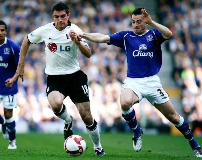Framed Print : Baines vs. Hughes: A Football Rivalry Ignites in Fulham v Everton Premier League Clash, May 2009 Framed Print : Baines vs. Hughes: A Football Rivalry Ignites in Fulham v Everton Premier League Clash, May 2009