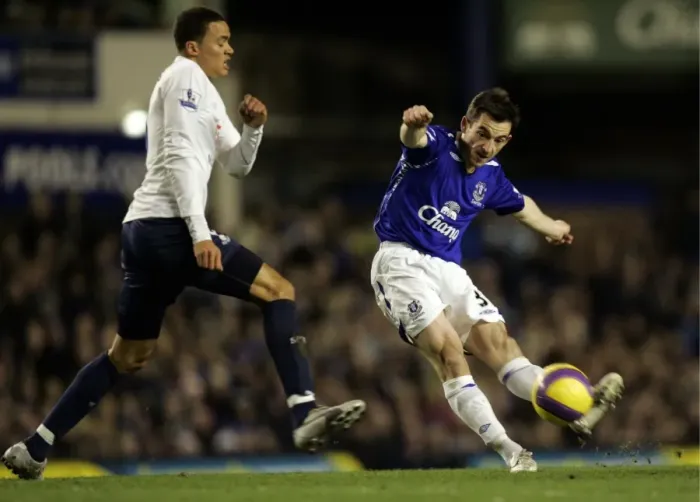 Framed Print : Baines vs. Jenas: Everton vs. Tottenham Clash in Barclays Premier League, January 2008 Framed Print : Baines vs. Jenas: Everton vs. Tottenham Clash in Barclays Premier League, January 2008