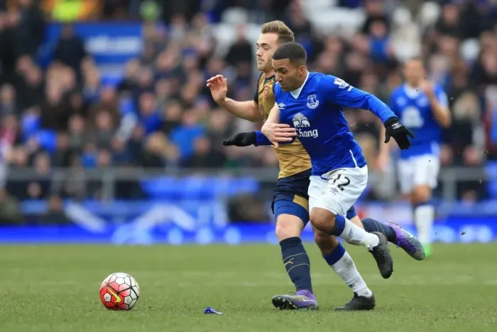 Framed Print : Battle for the Ball: Chambers vs. Lennon - Everton vs. Arsenal, Barclays Premier League, Goodison Park Framed Print : Battle for the Ball: Chambers vs. Lennon - Everton vs. Arsenal, Barclays Premier League, Goodison Park