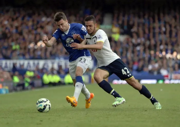 Framed Print : Battle for the Ball: Coleman vs. Bentaleb - Everton vs. Tottenham Football Rivalry Framed Print : Battle for the Ball: Coleman vs. Bentaleb - Everton vs. Tottenham Football Rivalry