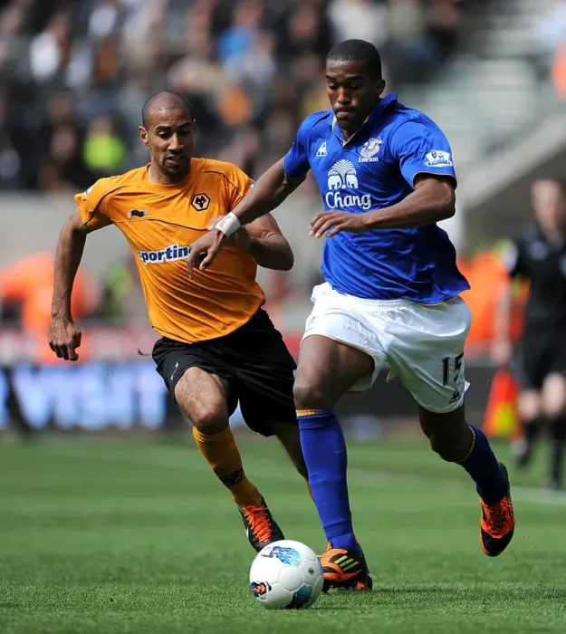 Framed Print : Battle for the Ball: Distin vs. Henry - Everton vs. Wolverhampton Wanderers, Premier League Showdown (06 May 2012, Molineux Stadium) Framed Print : Battle for the Ball: Distin vs. Henry - Everton vs. Wolverhampton Wanderers, Premier League Showdown (06 May 2012, Molineux Stadium)