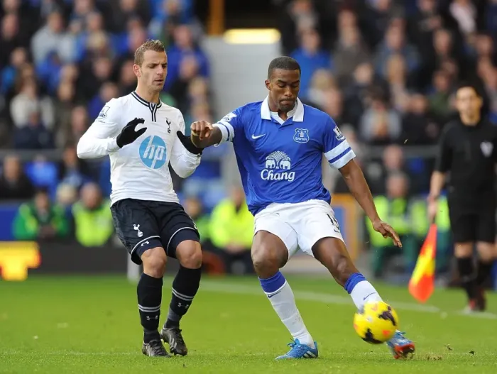 Framed Print : Battle for the Ball: Everton vs. Tottenham Hotspur - A Tie at Goodison Park (Roberto Soldado vs. Sylvain Distin) Framed Print : Battle for the Ball: Everton vs. Tottenham Hotspur - A Tie at Goodison Park (Roberto Soldado vs. Sylvain Distin)
