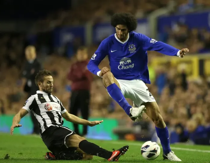 Framed Print : Battle for the Ball: Fellaini vs. Cabaye - Everton vs. Newcastle United Framed Print : Battle for the Ball: Fellaini vs. Cabaye - Everton vs. Newcastle United