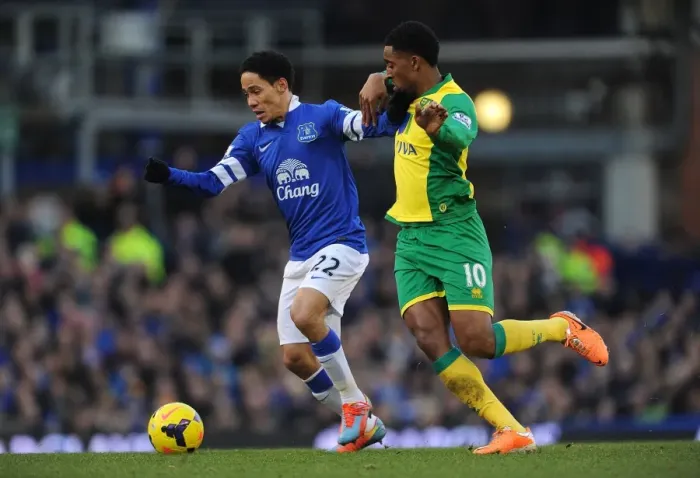 Framed Print : Battle for the Ball: Fer vs. Pienaar in Everton's Victory over Norwich City (Everton 2 - Norwich City 0, Barclays Premier League, Goodison Park) Framed Print : Battle for the Ball: Fer vs. Pienaar in Everton's Victory over Norwich City (Everton 2 - Norwich City 0, Barclays Premier League, Goodison Park)