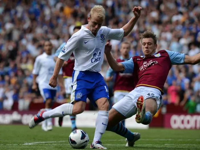 Framed Print : Battle for the Ball: Herd vs. Naismith in Everton's Supremacy over Aston Villa (Aston Villa 1 - Everton 3, Villa Park, 25-08-2012) Framed Print : Battle for the Ball: Herd vs. Naismith in Everton's Supremacy over Aston Villa (Aston Villa 1 - Everton 3, Villa Park, 25-08-2012)
